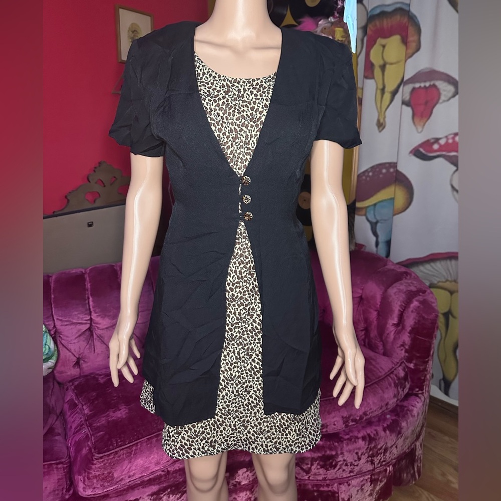 Sheri Martin Black and Leopard Print Ensemble